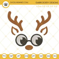Christmas Reindeer Face Embroidery Design File