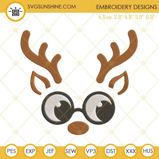 Christmas Reindeer Face Embroidery Design File