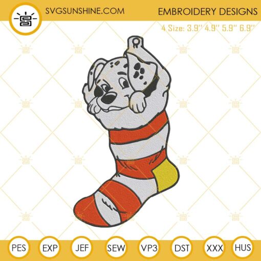Christmas Sock Dalmatians Embroidery Design File