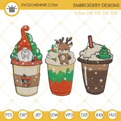 Christmas Coffee Drink Latte Cozy Embroidery Design File