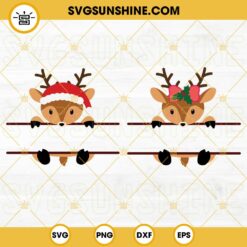 Merry Christmas Buffalo Plaid Reindeer SVG, Peeping Reindeer SVG PNG DXF EPS Cut Files