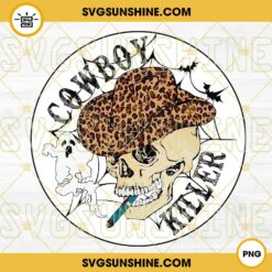 Cowboy Killer PNG, Cowboy Skull Leopard Hat PNG, Western Halloween PNG Digital Download