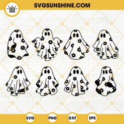 Daisy Ghost Bundle SVG, Floral Ghost SVG, Cute Ghost Clipart, Boo Ghost Halloween SVG, Stay Spooky Season SVG