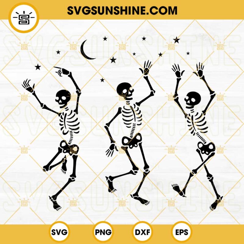 Dancing Skeleton SVG, Halloween Dancing Skeletons SVG Cut File For