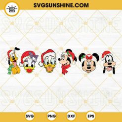 Disney Characters Christmas SVG, Disney Family Christmas SVG, Mickey Donald Goofy Minnie Daisy Pluto Santa Hat SVG Bundle