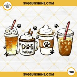 Dog Mom Coffee Lover PNG, Latte Iced Coffee Dog Mom Pet Animals Paws PNG Digital Design
