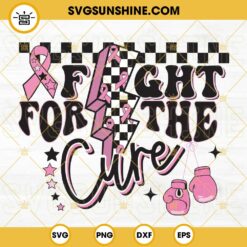 Fight For The Cure SVG, Breast Cancer Awareness SVG, Breast Cancer Ribbon Lightning Bolt SVG