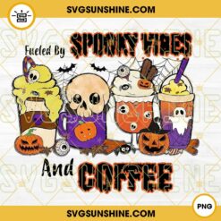 Fueled By Spooky Vibes And Coffee PNG Files, Halloween Horror Coffee PNG