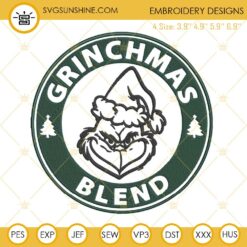 GRINCHMAS BLEND Embroidery Designs, Grinch Christmas Embroidery Design File