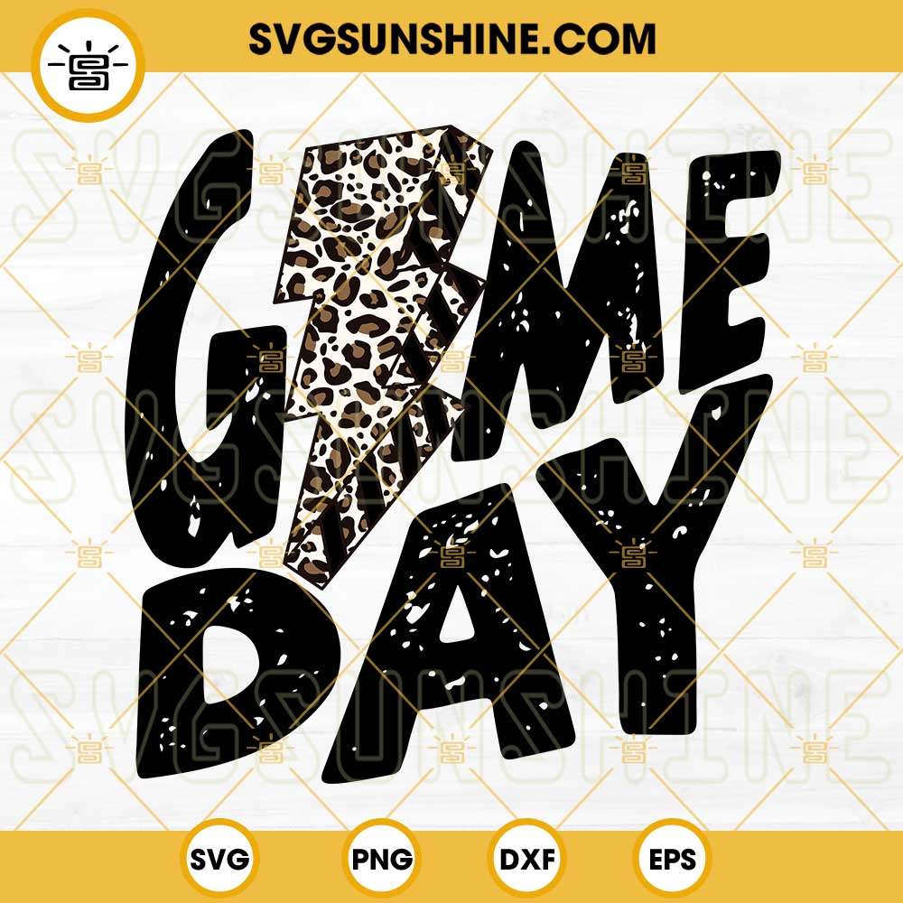 Game Day SVG, Game Day Football SVG, Leopard Lightning Bolt SVG