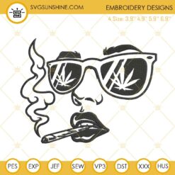 Girl Smoking Joint Embroidery Design File, Girl Smoking Cannabis Embroidery Designs, Weed Girl Embroidery Pattern