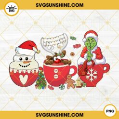 Grinch Coffee PNG, Funny Grinchmas PNG, Snowman Christmas Drink PNG, Grinch Iced Latte PNG