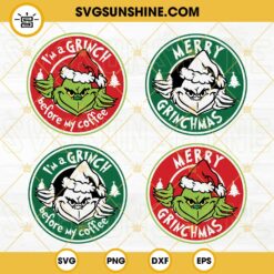 Grinch Starbucks Coffee SVG, Merry Grinchmas SVG, I’m A Grinch Before My Coffee SVG Bundle