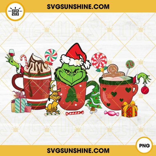 Grinch Christmas Coffee Latte PNG Designs Silhouette Vector Clipart