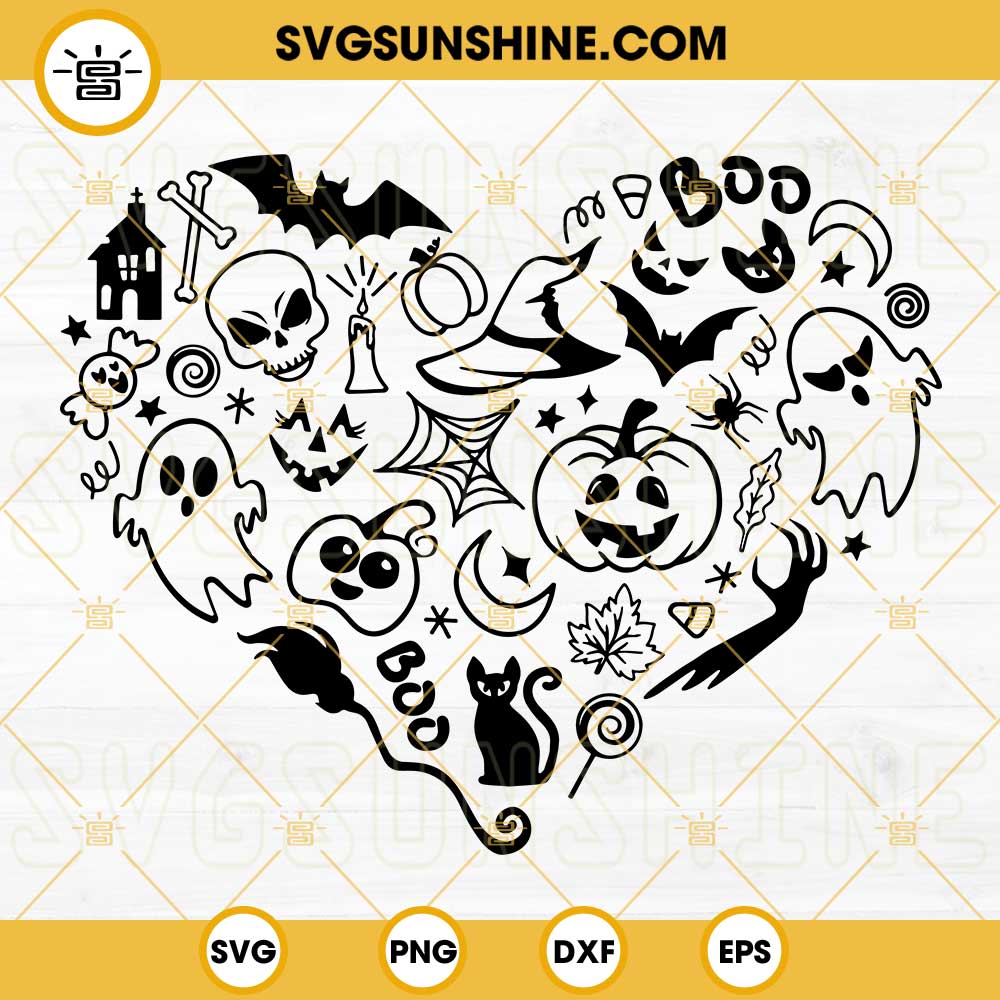 Halloween Heart SVG, Happy Halloween SVG, Spooky Heart SVG, Bats And