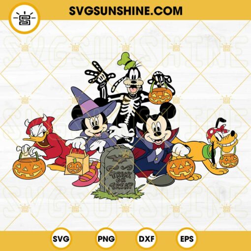 Happy Halloween Mickey Mouse And Friends SVG PNG DXF EPS Cut Files For Cricut Silhouette
