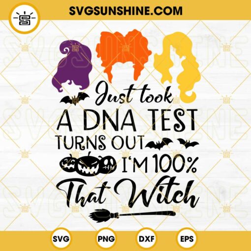 Hocus Pocus SVG File, Just Took A DNA Test Turns Out I’m 100% That Witch SVG PNG DXF EPS Cut Files