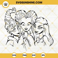 Hocus Pocus Outline SVG PNG DXF EPS, Hocus Pocus Black And White Designs Silhouette Vector Clipart