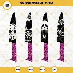 Horror Movie Characters In Knives SVG, Pink Halloween SVG DXF EPS PNG Designs Vector Clipart
