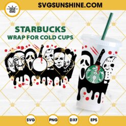 Horror Movie Starbucks Cup SVG, Halloween Full Wrap Starbucks SVG, Scary Movie Cold Cup SVG Files for Cricut Silhouette