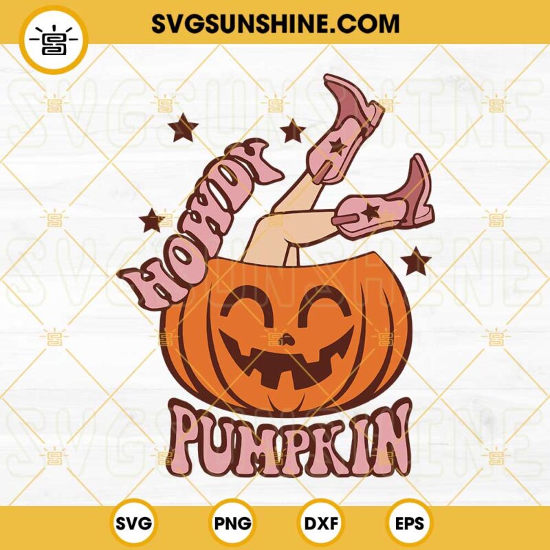 Howdy Pumpkin SVG, Halloween Cowgirl SVG, Vintage Pumpkin Halloween SVG