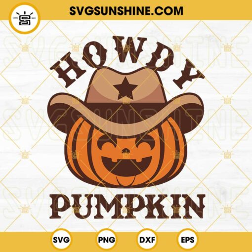Howdy Pumpkin SVG, Western Pumpkin Halloween SVG PNG DXF EPS Cut Files