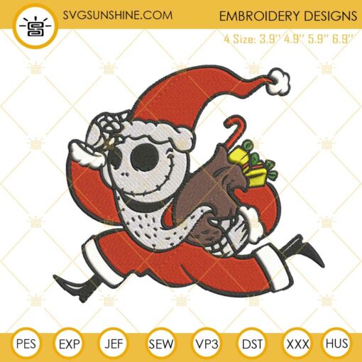 Jack Skellington Santa Claus Embroidery Designs, Christmas Santa Jack Embroidery Design File