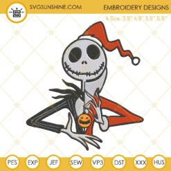 Jack Skellington As Sandy Claws Embroidery Designs, Jack Skellington Santa Christmas Embroidery Design File