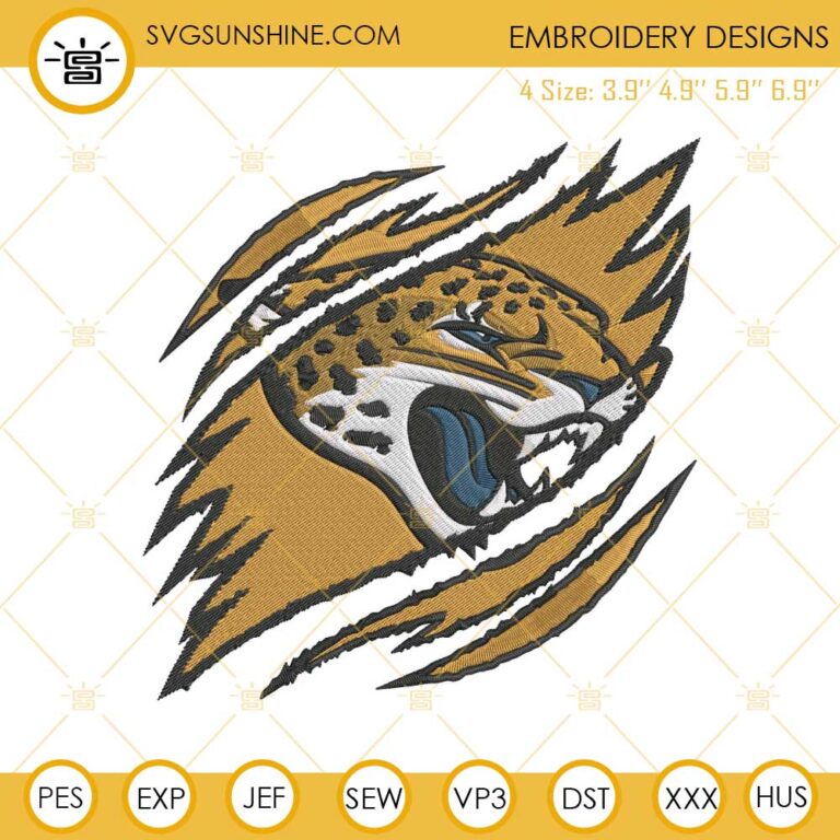 Jacksonville Jaguars Logo Embroidery Files, Nfl Football Team Machine 