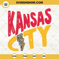 Kansas City Leopard Lightning Bolt SVG, Kansas City SVG PNG DXF EPS Cut Files For Cricut Silhouette