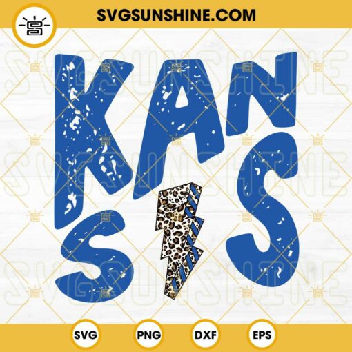 Kansas Leopard Lightning Bolt SVG PNG DXF EPS Cut Files For Cricut Silhouette