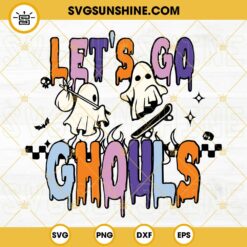 Let's Go Ghouls SVG, Halloween Spooky Ghost SVG, Hippie Halloween SVG