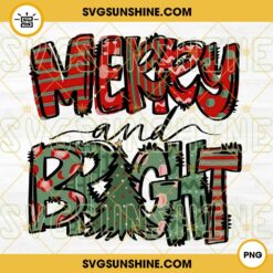 Merry And Bright PNG, Merry Christmas PNG Digital Download