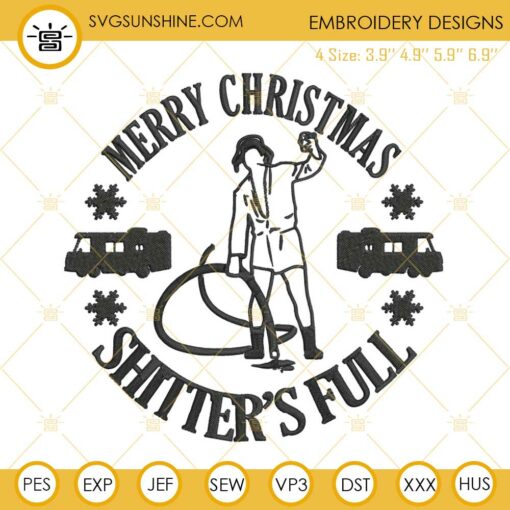 Merry Christmas Shitter's Full Embroidery Designs, Christmas Vacation Cousin Eddie Embroidery Design File