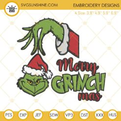 Merry Grinchmas Embroidery Designs, Grinch Embroidery Design File