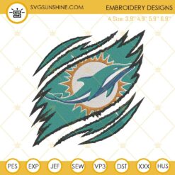 Miami Dolphins Ripped Claw Machine Embroidery Design File