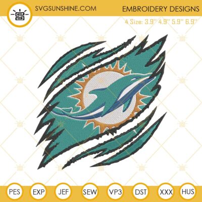 Miami Dolphins Logo Embroidery Files, NFL Football Team Machine ...