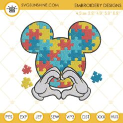 Mickey Autism Machine Embroidery Design File