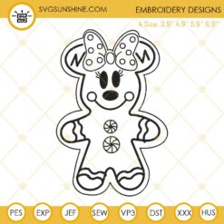 Minnie Mouse Gingerbread Christmas Embroidery Design File