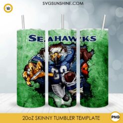 Seattle Seahawks 20oz Skinny Tumbler Template PNG, Seahawks Football Tumbler PNG File Digital Download