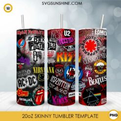 Heavy Metal Rock Band 20oz Skinny Tumbler PNG Design File Digital Download