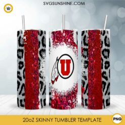 Utah Utes 20oz Skinny Tumbler PNG Design Files Digital Download