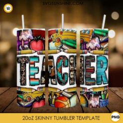 Western Teacher 20oz Skinny Tumbler PNG Design Files Digital Download