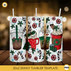 Christmas Coffee Latte 20oz Skinny Tumbler PNG, Christmas Coffee Snowman Tumbler Template PNG Files