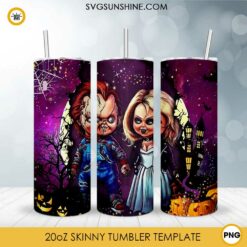 Chucky And Tiffany Skinny Tumbler PNG, Chucky Halloween Tumbler PNG File Digital Download