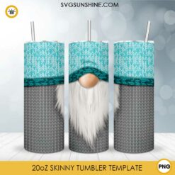 Gnomes Ugly Christmas Sweater 20oz Skinny Tumbler PNG Design Files Digital Download