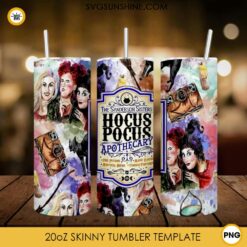 Hocus Pocus Pattern 20oz Skinny Tumbler PNG Design Files Digital Download
