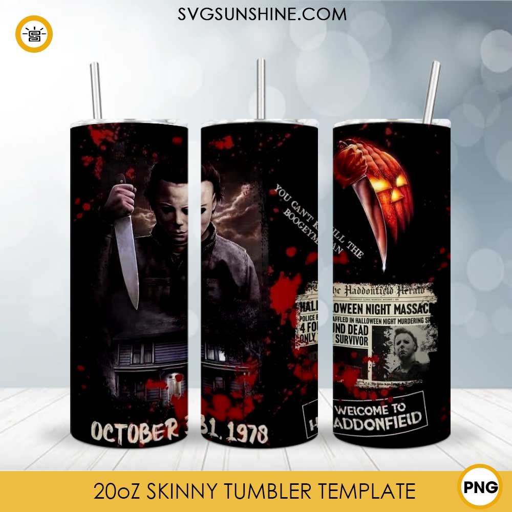 Michael Myers Halloween Horror Movie 20oz Skinny Tumbler PNG Design Files Digital Download