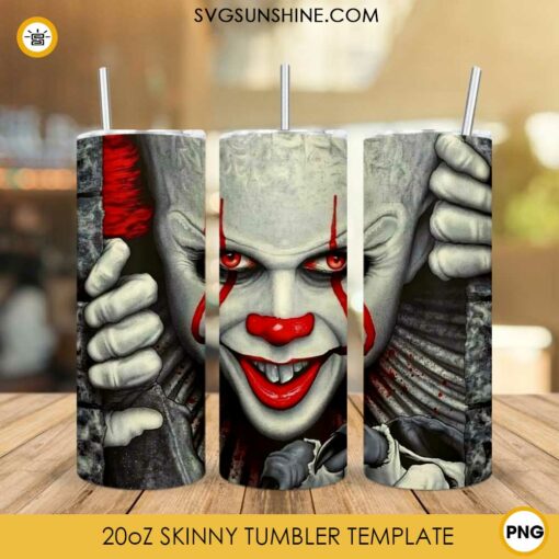 Pennywise 20oz Skinny Tumbler PNG Design Files Digital Download
