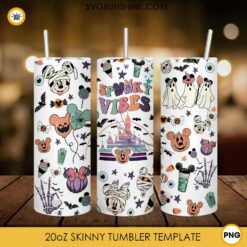 Disney Spooky Vibes Halloween 20oz Skinny Tumbler Template PNG File Digital Download